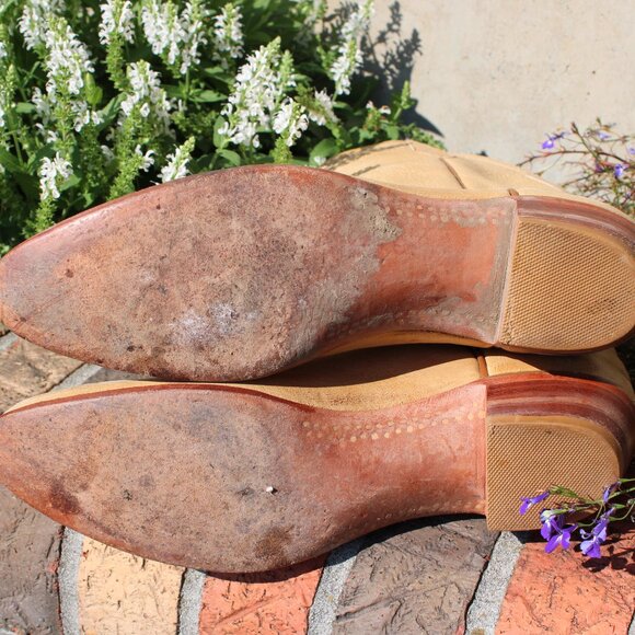 🥿 Rodney Ammons Elk Suede Cowboy Boots | Tan | Men’s 9.5 D | Handmade USA - Picture 9 of 9